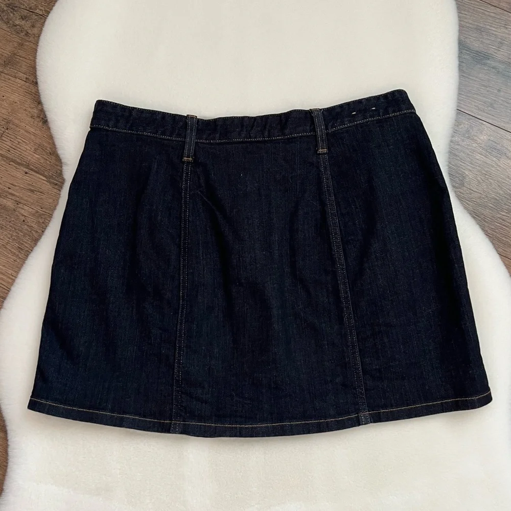 Ralph Lauren Denim Supply Tilden Button Front Denim Mini Jean Skirt Dark Wash 30